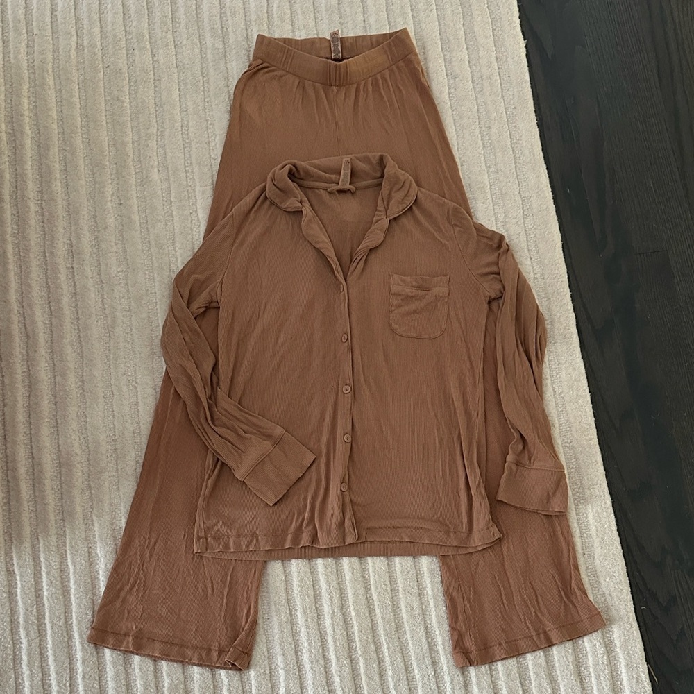 SKIMS Copper Button-Up Pajama Set